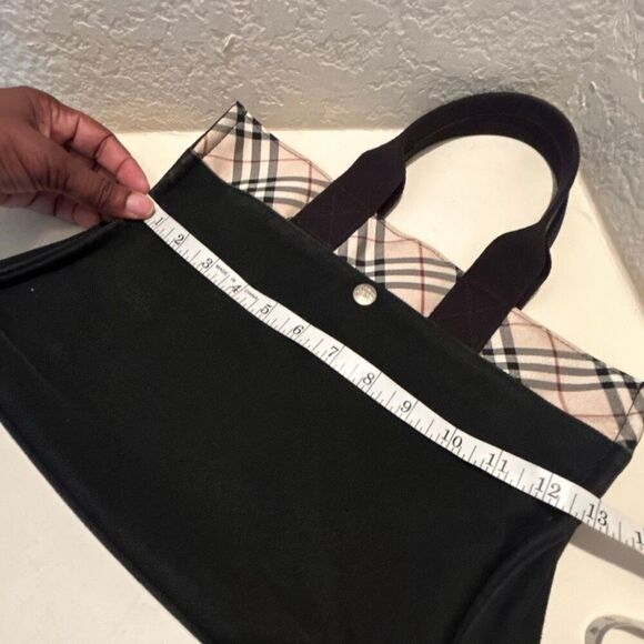 Burberry London Blue Label Nova Check Canvas Tote Black Tan Classic Print Preppy - Picture 10 of 12